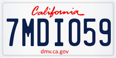 CA license plate 7MDI059