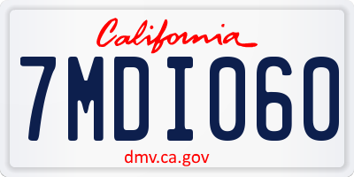 CA license plate 7MDI060