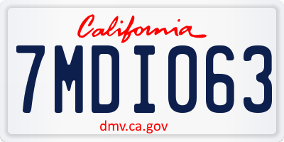 CA license plate 7MDI063