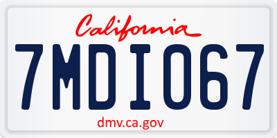 CA license plate 7MDI067