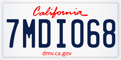 CA license plate 7MDI068