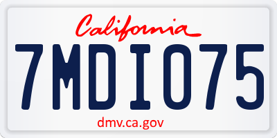 CA license plate 7MDI075
