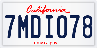 CA license plate 7MDI078