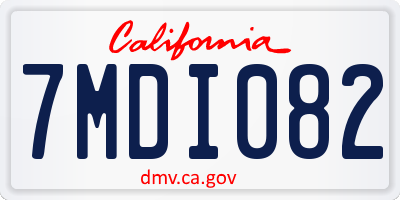 CA license plate 7MDI082