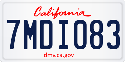CA license plate 7MDI083