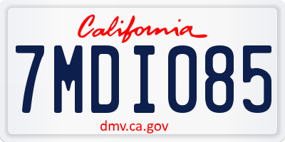 CA license plate 7MDI085