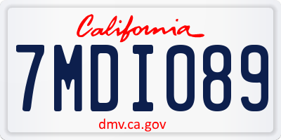 CA license plate 7MDI089