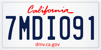 CA license plate 7MDI091