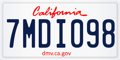 CA license plate 7MDI098