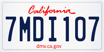 CA license plate 7MDI107