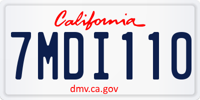 CA license plate 7MDI110