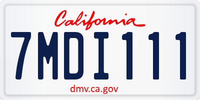 CA license plate 7MDI111