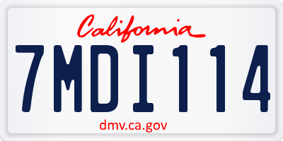 CA license plate 7MDI114