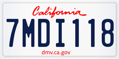 CA license plate 7MDI118