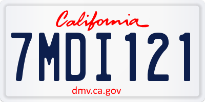 CA license plate 7MDI121
