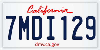 CA license plate 7MDI129
