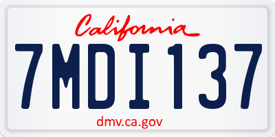 CA license plate 7MDI137