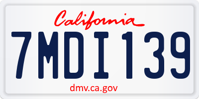 CA license plate 7MDI139
