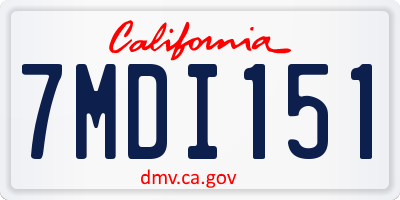 CA license plate 7MDI151