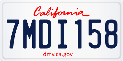 CA license plate 7MDI158