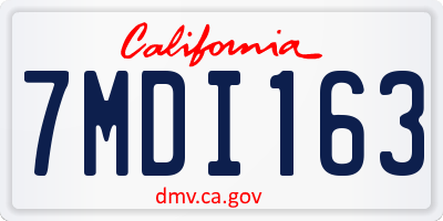CA license plate 7MDI163