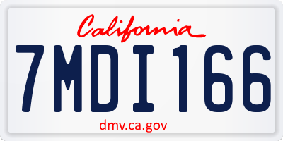 CA license plate 7MDI166