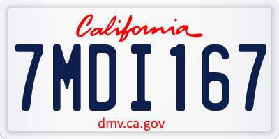 CA license plate 7MDI167