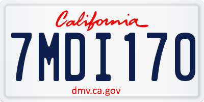 CA license plate 7MDI170
