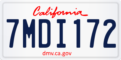 CA license plate 7MDI172