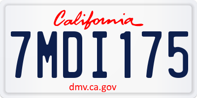 CA license plate 7MDI175