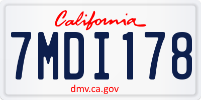 CA license plate 7MDI178