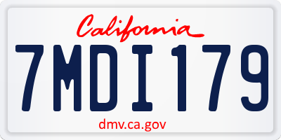CA license plate 7MDI179
