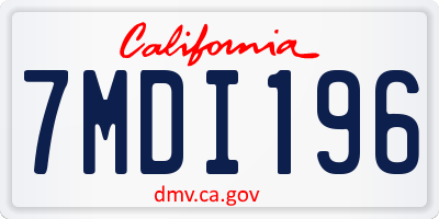 CA license plate 7MDI196