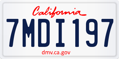 CA license plate 7MDI197