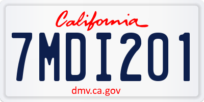 CA license plate 7MDI201