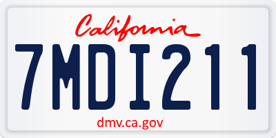 CA license plate 7MDI211