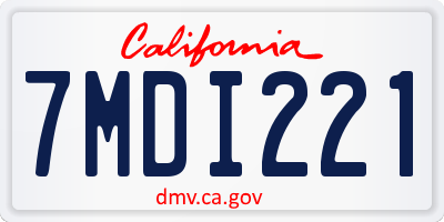 CA license plate 7MDI221