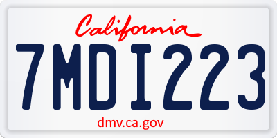 CA license plate 7MDI223