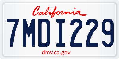 CA license plate 7MDI229