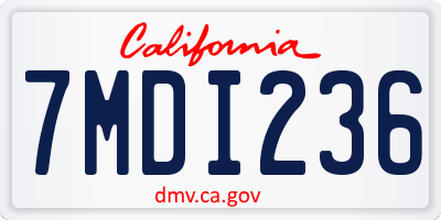 CA license plate 7MDI236