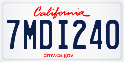 CA license plate 7MDI240