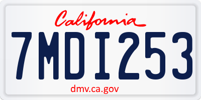 CA license plate 7MDI253