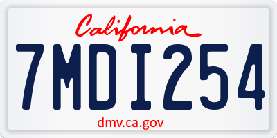 CA license plate 7MDI254