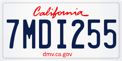 CA license plate 7MDI255