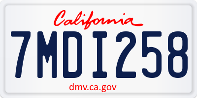 CA license plate 7MDI258