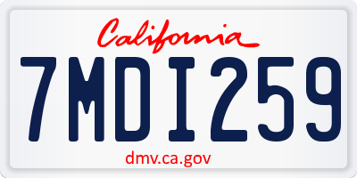 CA license plate 7MDI259