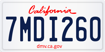CA license plate 7MDI260