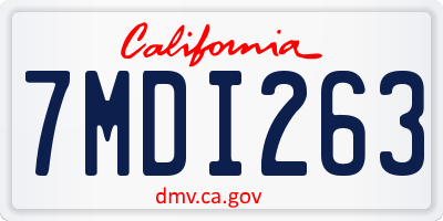 CA license plate 7MDI263