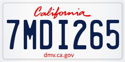 CA license plate 7MDI265