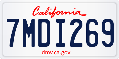 CA license plate 7MDI269